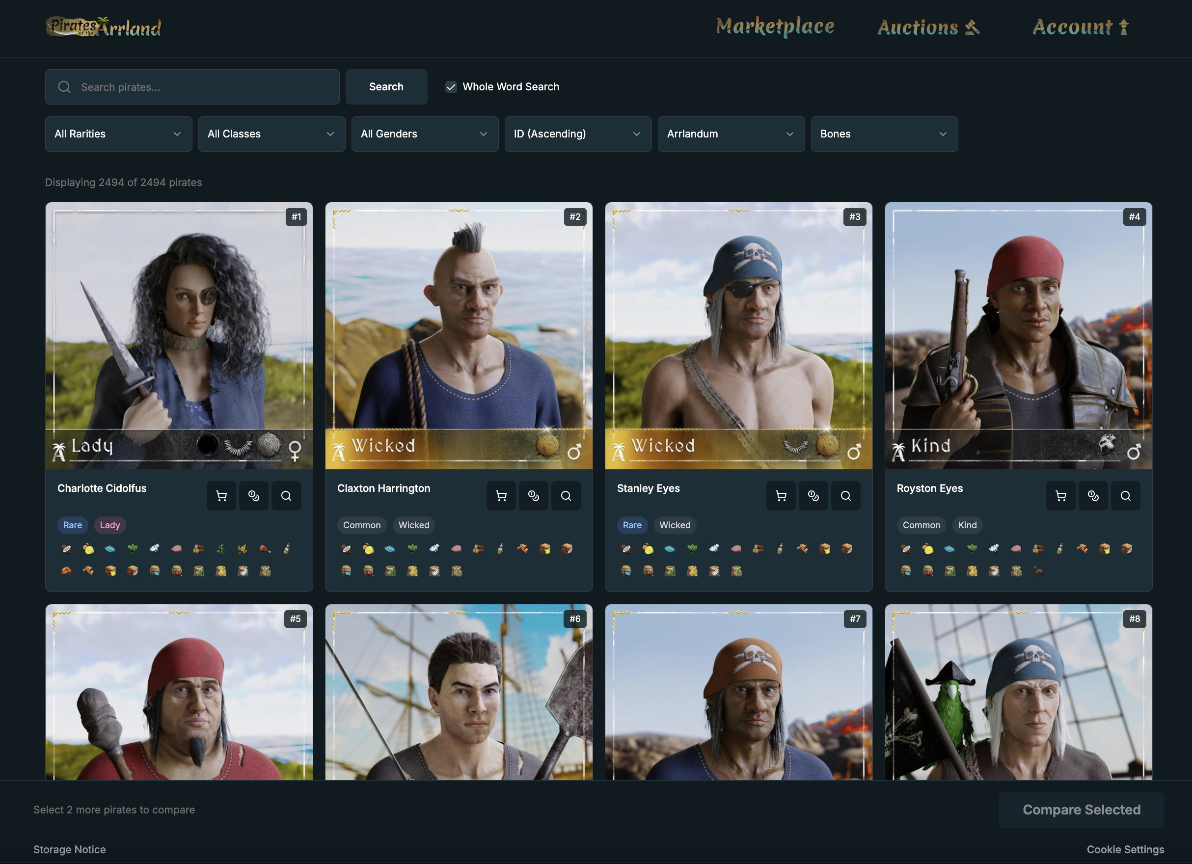 Pirates Browser - Interactive Character Database